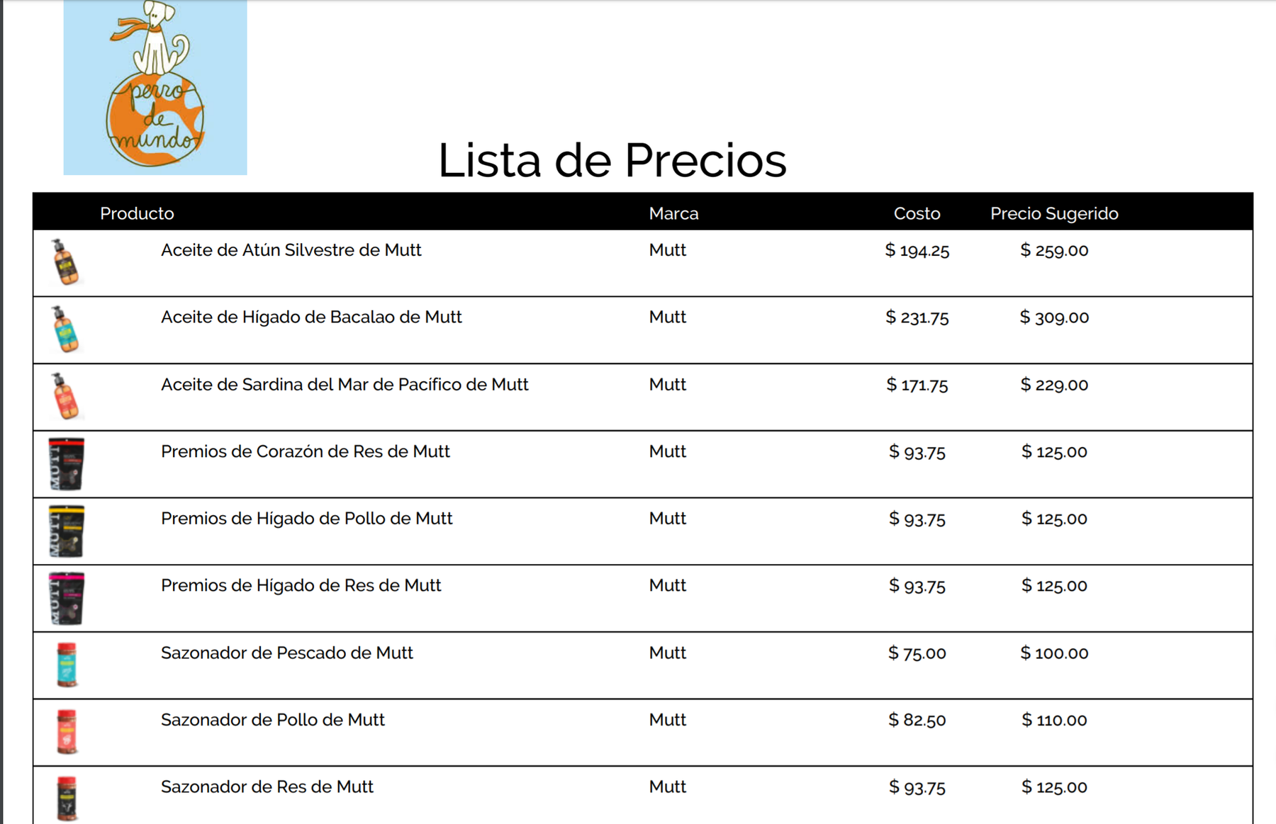 Genera listas de precios para tus colaboradores o para enviar catálogos