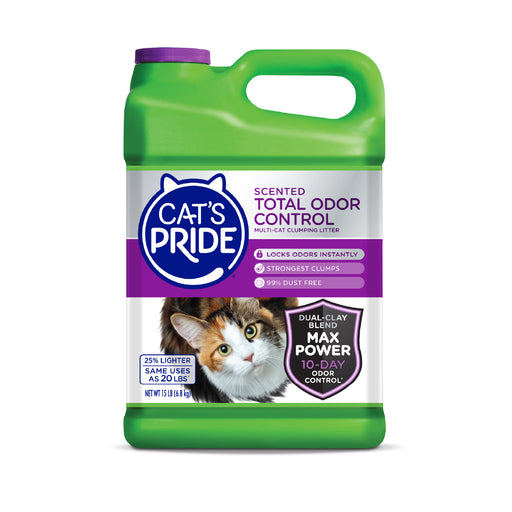 Cat's Pride Sceted Total Odor Control Arena para gatos Aglutinante, Bloquea Olores al instante 15lb