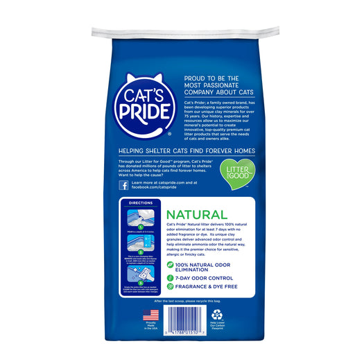 Cat's Pride Natural Arena para gato No aglutinante, Elimina olores y Libre de fragancia 10lb