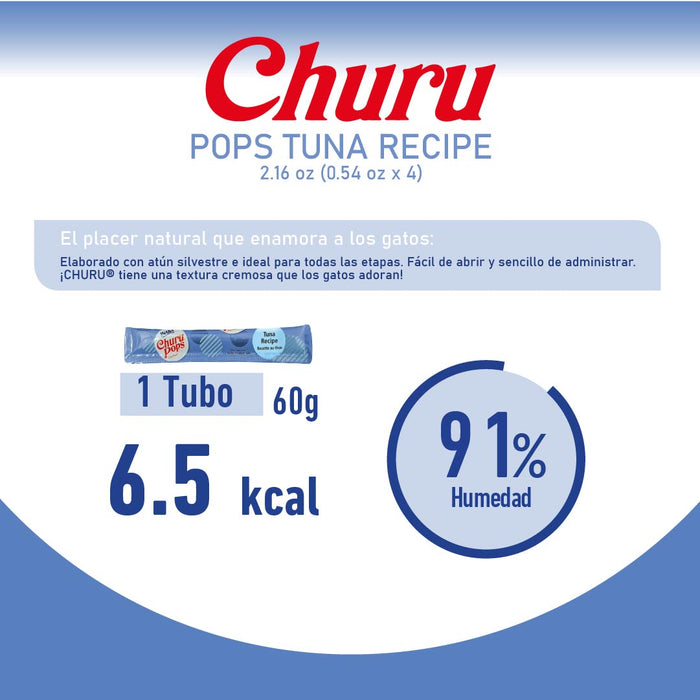 Inaba Churu Pops Atún-Snack Premio Cremoso para Gatos - 4 tubos de 15g cu