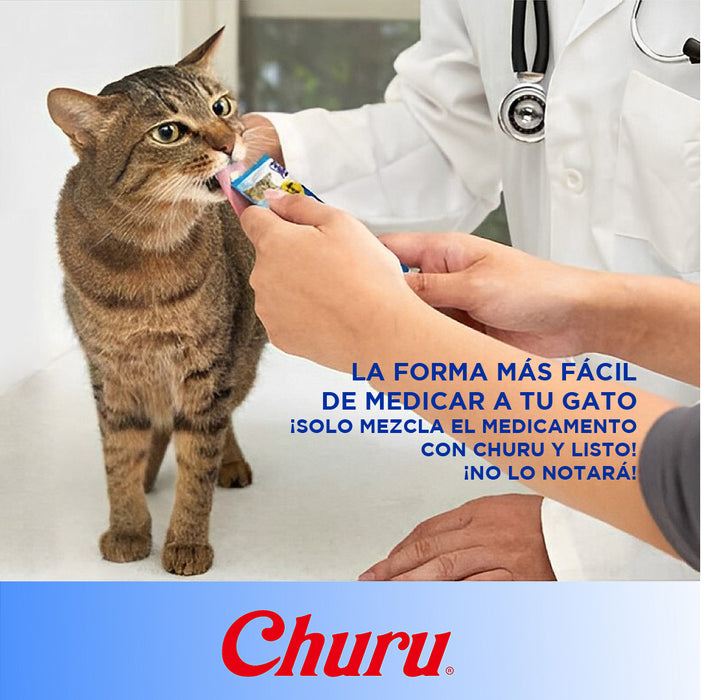 Inaba Churu Atún y Callo de Hacha, Snack Cremoso para Gatos - 4 tubos 14g cu