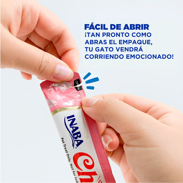Inaba Churu Atún y Callo de Hacha, Snack Cremoso para Gatos - 4 tubos 14g cu