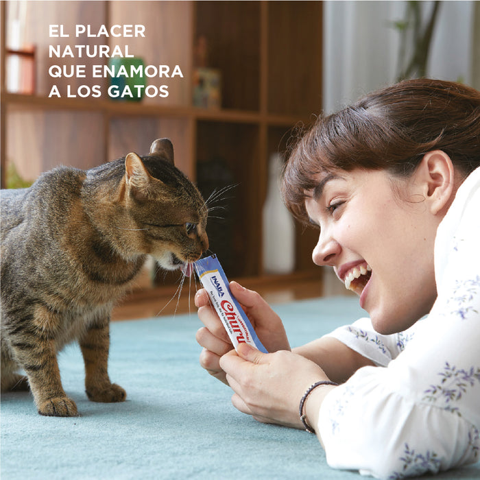 Inaba Churu Atún y Callo de Hacha, Snack Cremoso para Gatos - 4 tubos 14g cu