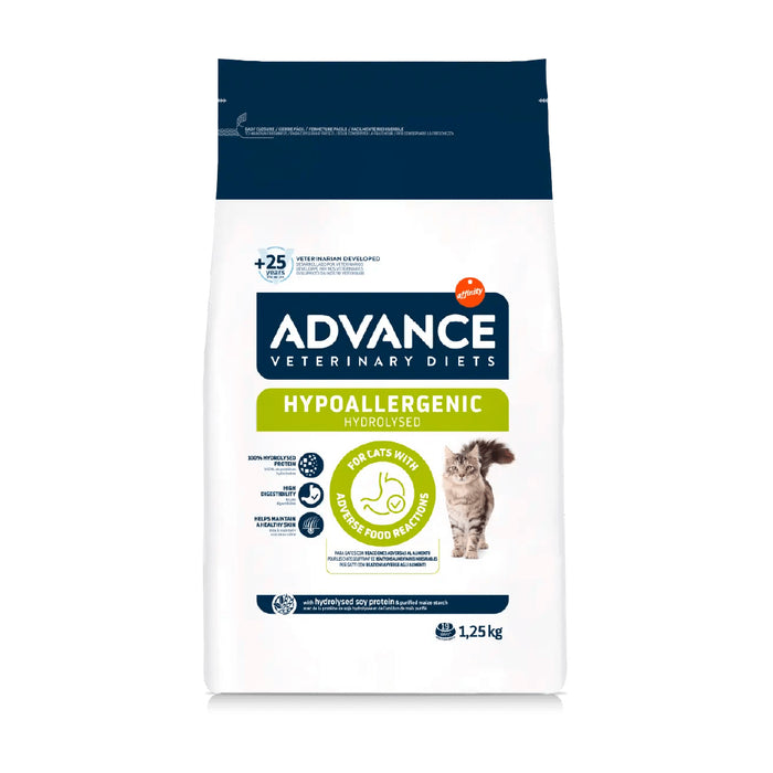Advance Hypoallergenic para Gatos con Alergias e Intolerancias, con Proteína Hidrolizada Soya 1.25kg