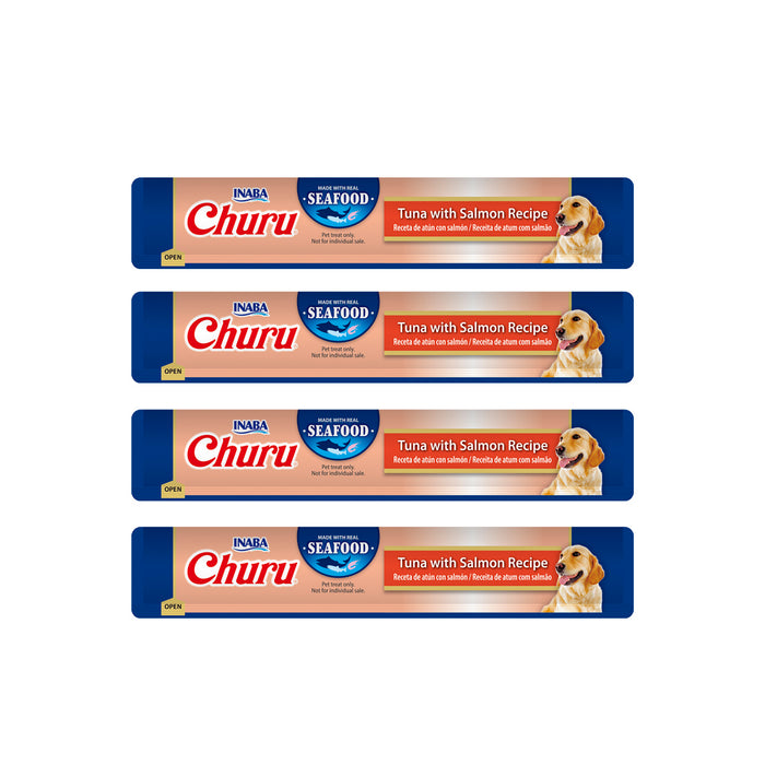 CHURU DOG ATUN CON SALMON  CAJA C/6 BOLSAS C/4 TUBOS