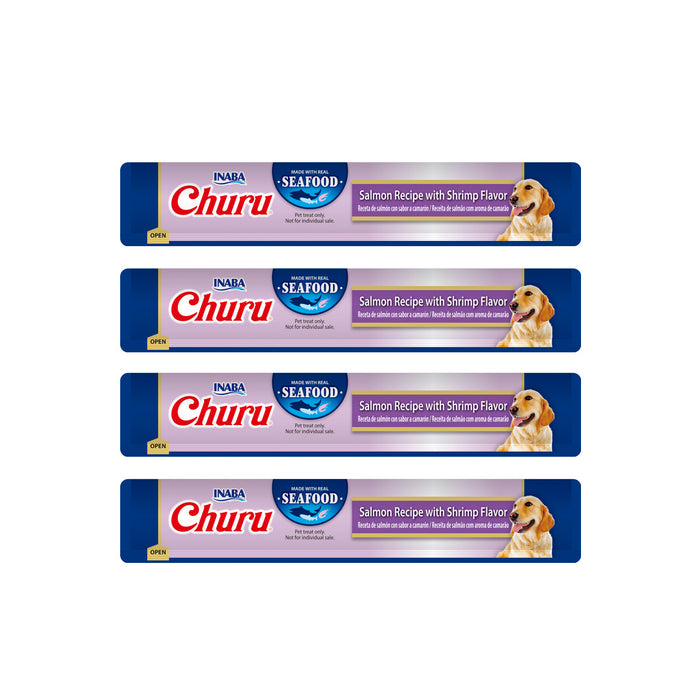 CHURU DOG SALMON CON CAMARON CAJA C/6 BOLSAS C/4 TUBOS