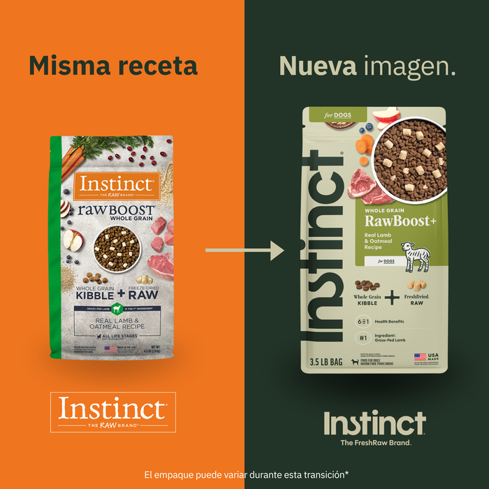 Instinct Raw Boost de Cordero con Granos y Avena para Perros 9.07 kg