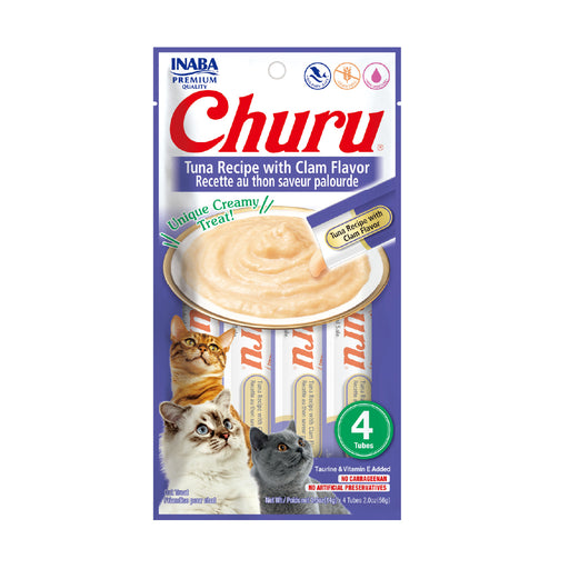 Inaba Churu Sabor Atún y Almeja-Snack Premio Cremoso para Gatos - 4 tubos 14g cu