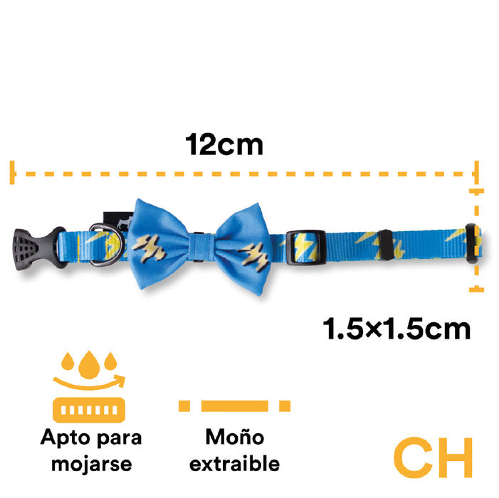 Collar Con Moño Para Perro Jack Pet Style Con Cintilla Reforzada Color Celeste Talla Chico