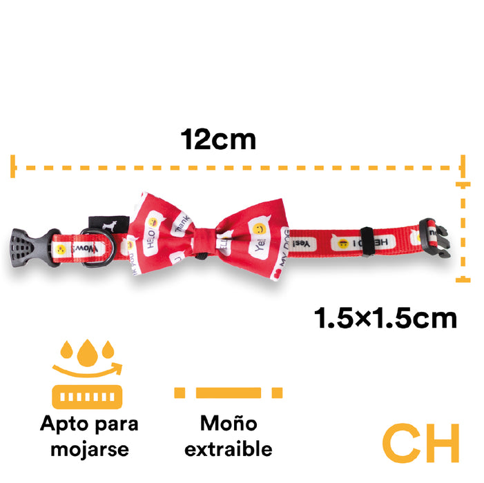 Collar Con Moño Para Perro Jack Pet Style Con Cintilla Reforzada Color Rojo Talla Chico