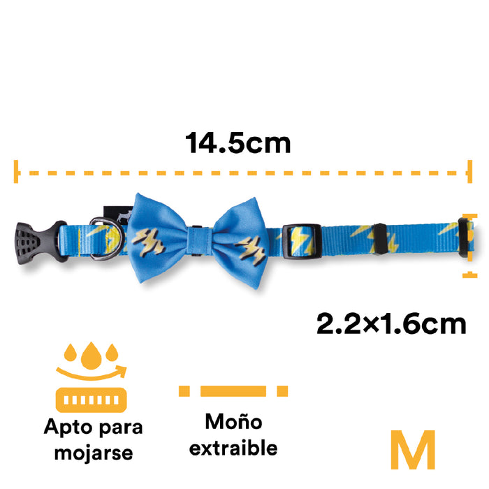 Collar Con Moño Para Perro Jack Pet Style Con Cintilla Reforzada Color Celeste Talle Mediano