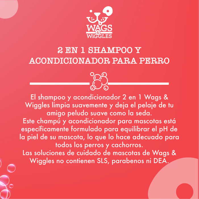 Shampoo Y Acondicionador 2 En 1 Para Perro Wags & Wiggles, Aroma Sandía Fresca. 473 mL