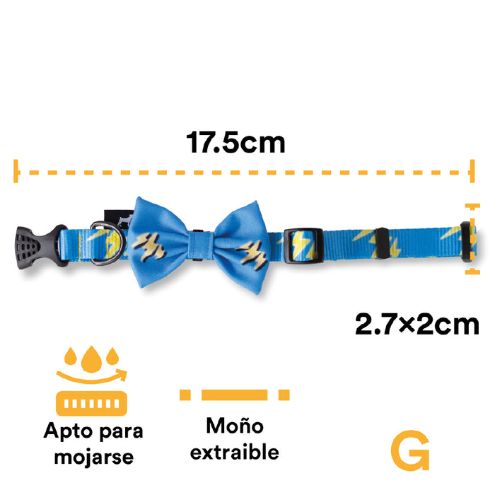 Collar Con Moño Para Perro Jack Pet Style Con Cintilla Reforzada Color Celeste Talla Grande