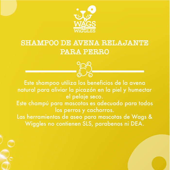 Shampoo Wags & Wiggles De Avena Natural Para Aliviar La Picazón Y Humectar  El Pelaje Seco. 473 mL