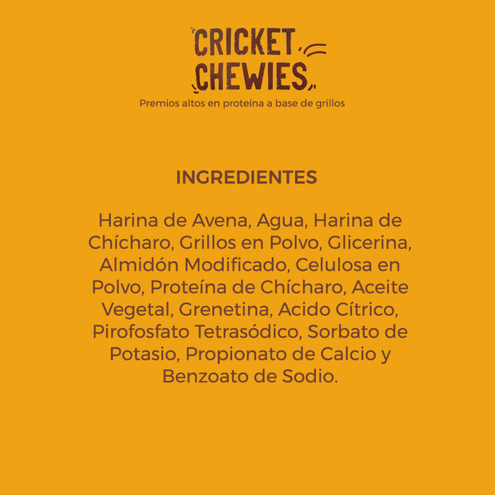 Premios Para Perros Cricket Chewies CriCreats, Altos En Proteínas A Base De Grillos. 85 g.